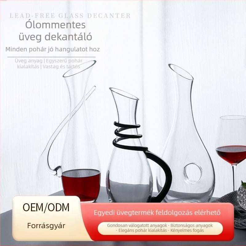 Európai stílusú ólommentes üveg vörösboros dekantáló, 1000 ml, kiváló minőségű