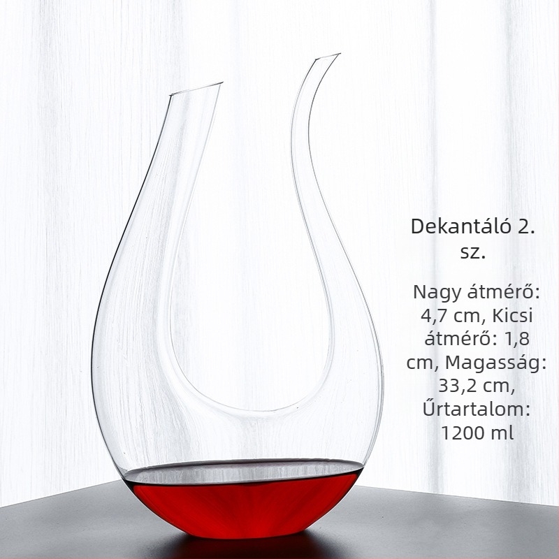 Európai stílusú ólommentes üveg vörösboros dekantáló, 1000 ml, kiváló minőségű