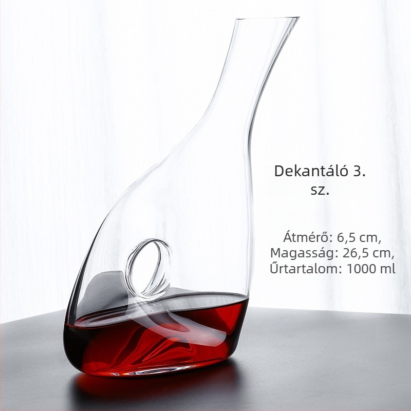 Európai stílusú ólommentes üveg vörösboros dekantáló, 1000 ml, kiváló minőségű