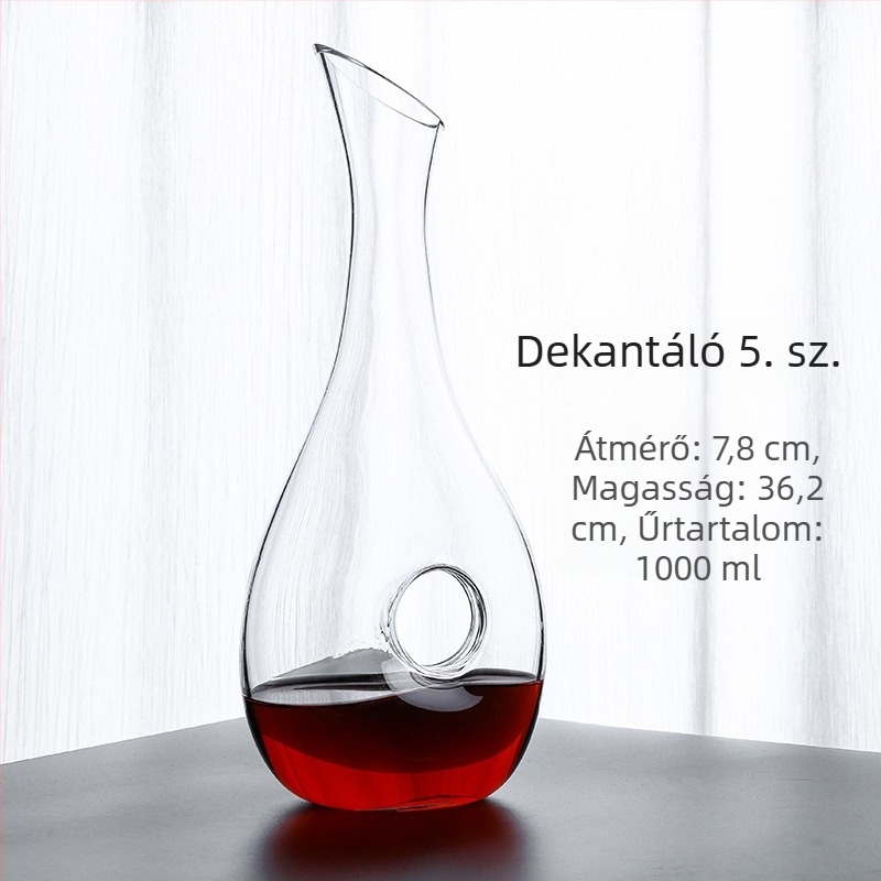 Európai stílusú ólommentes üveg vörösboros dekantáló, 1000 ml, kiváló minőségű
