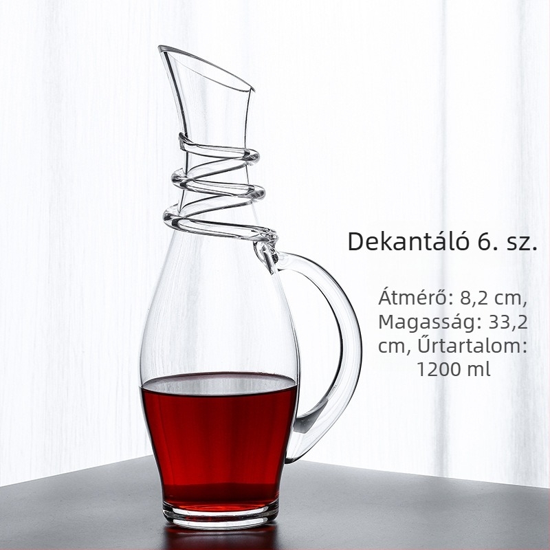 Európai stílusú ólommentes üveg vörösboros dekantáló, 1000 ml, kiváló minőségű