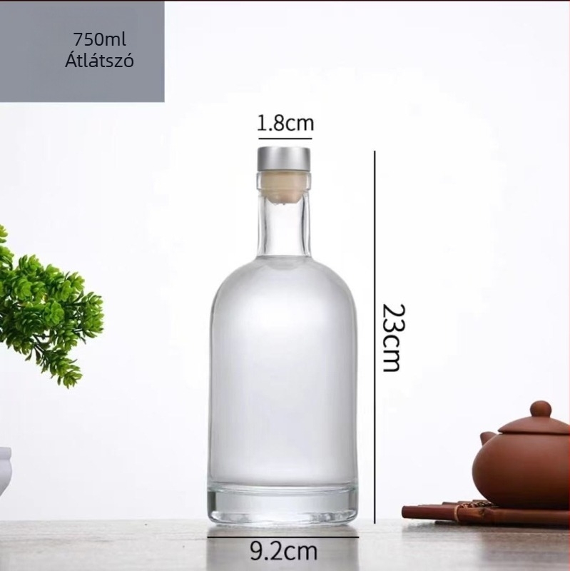Átlátszó matt üvegből készült palackok italokhoz és gyümölcsborokhoz, üres palackok 50 ml-től 1000 ml-ig