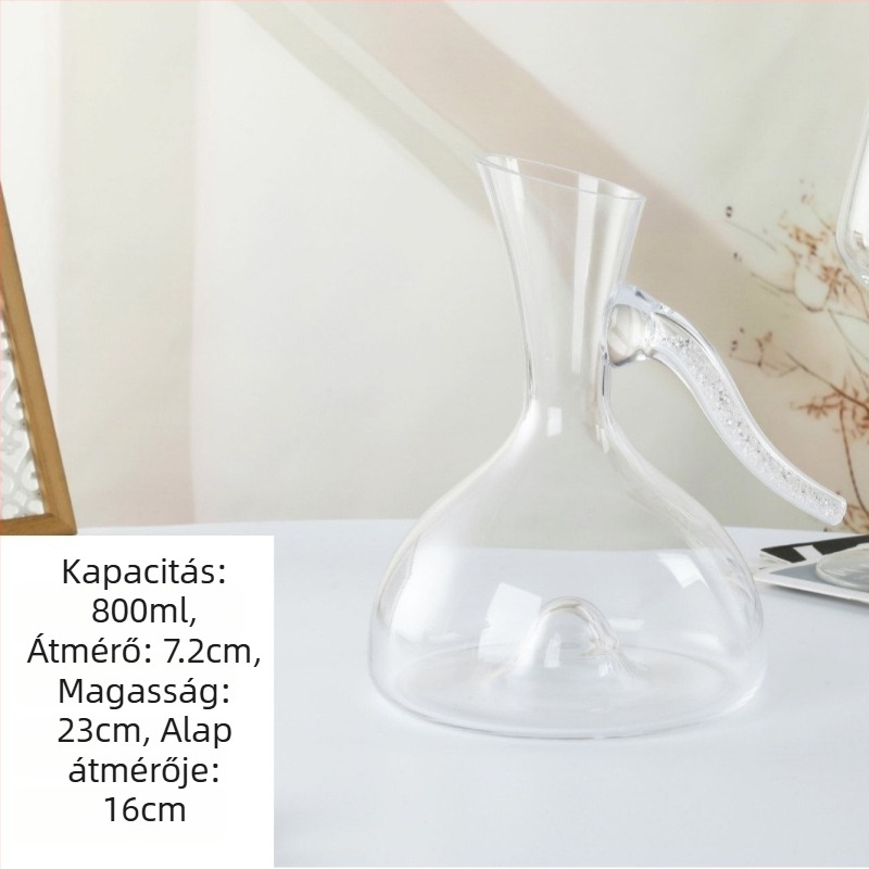 Kristályos üvegből készült boros dekantáló mérő skálával, fehér- és vörösborhoz, otthoni használatra