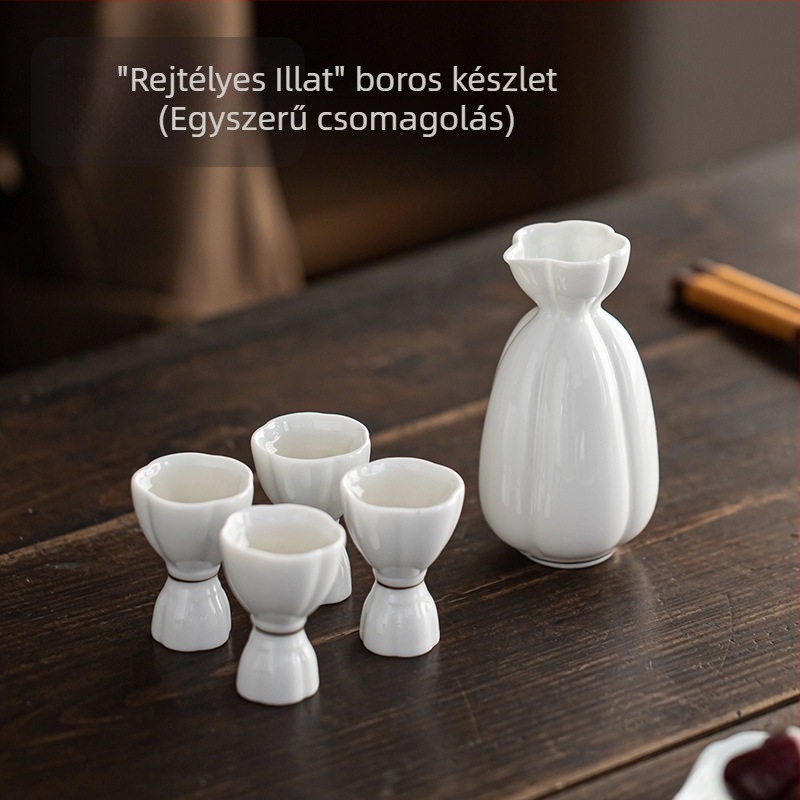 Porcelánból készült japán stílusú kis borospohár készlet, porcelán likőr adagolóval és ajándékdobozban, retro stílus