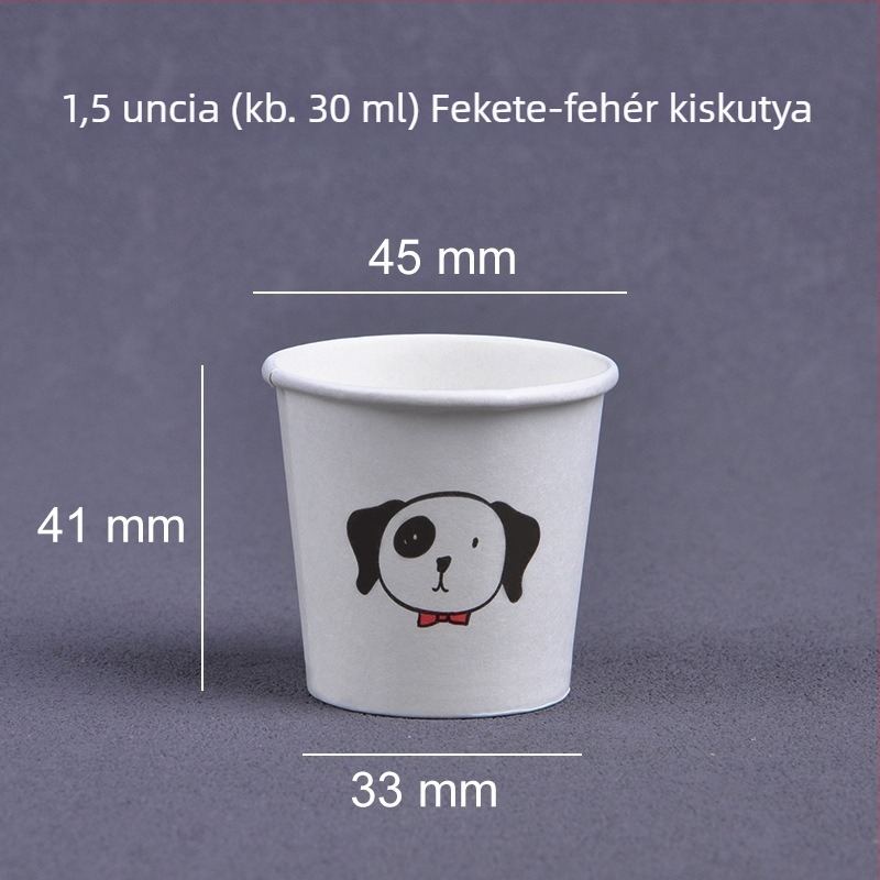 Egyszer használatos kóstoló poharak, mini papír poharak logóval, 30 ml