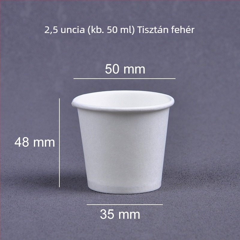 Egyszer használatos kóstoló poharak, mini papír poharak logóval, 30 ml