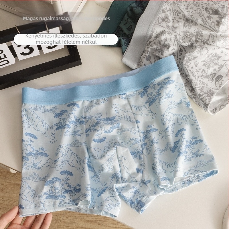 Férfi boxeralsó pamutból mulberry selyemmel, 7A antibakteriális bevarrás a kerületben, lélegző, bőrbarát, kényelmes középmagas derekú