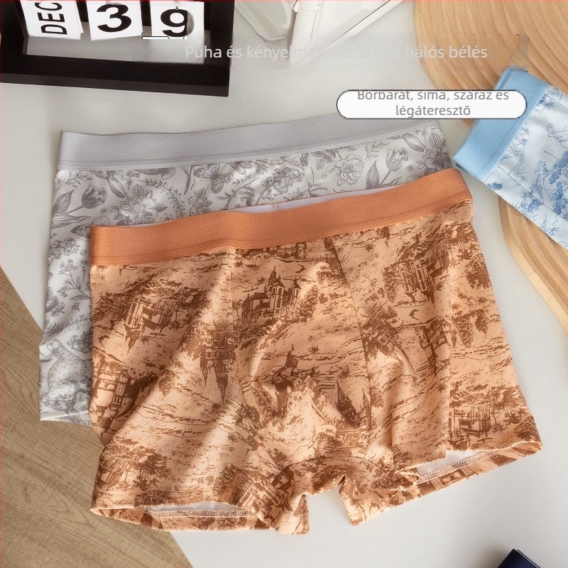Férfi boxeralsó pamutból mulberry selyemmel, 7A antibakteriális bevarrás a kerületben, lélegző, bőrbarát, kényelmes középmagas derekú