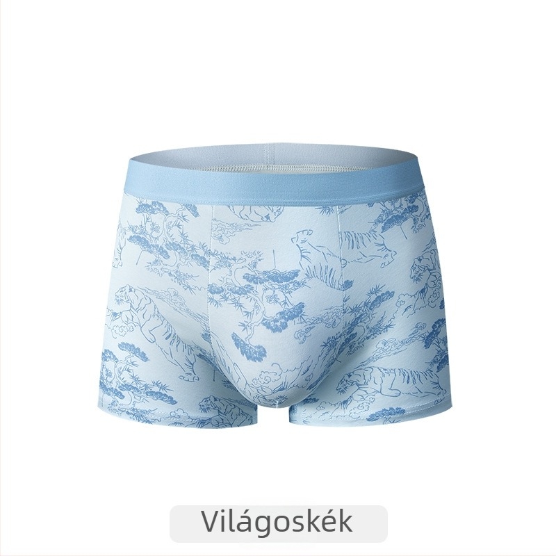 Férfi boxeralsó pamutból mulberry selyemmel, 7A antibakteriális bevarrás a kerületben, lélegző, bőrbarát, kényelmes középmagas derekú