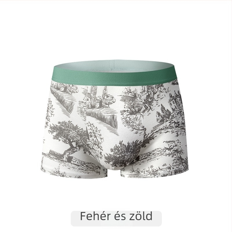 Férfi boxeralsó pamutból mulberry selyemmel, 7A antibakteriális bevarrás a kerületben, lélegző, bőrbarát, kényelmes középmagas derekú