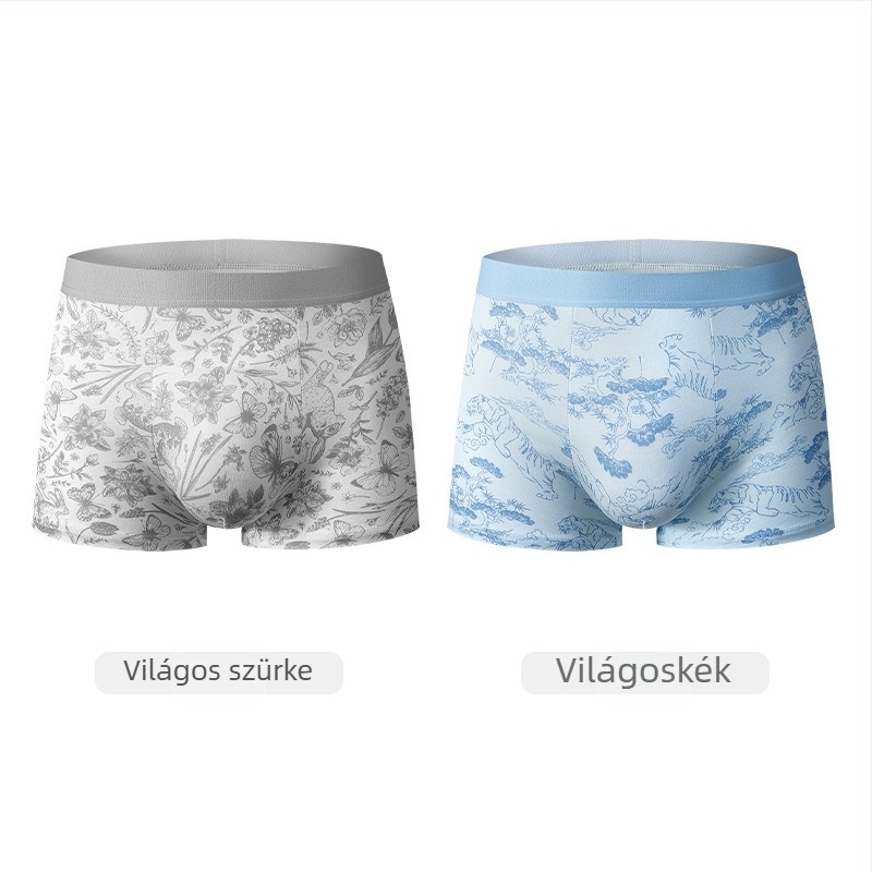 Férfi boxeralsó pamutból mulberry selyemmel, 7A antibakteriális bevarrás a kerületben, lélegző, bőrbarát, kényelmes középmagas derekú