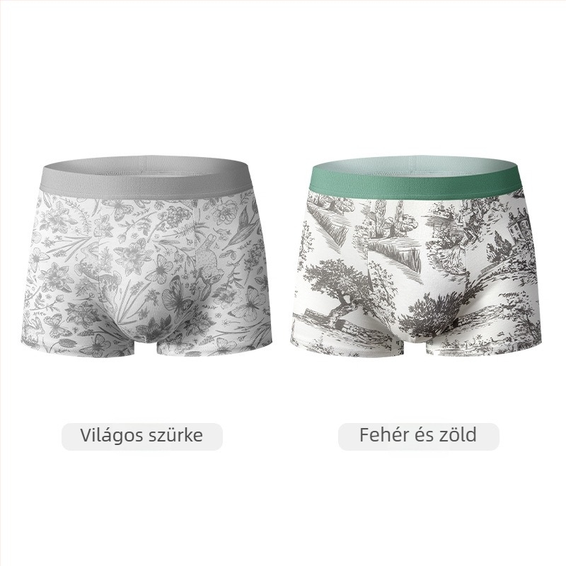 Férfi boxeralsó pamutból mulberry selyemmel, 7A antibakteriális bevarrás a kerületben, lélegző, bőrbarát, kényelmes középmagas derekú