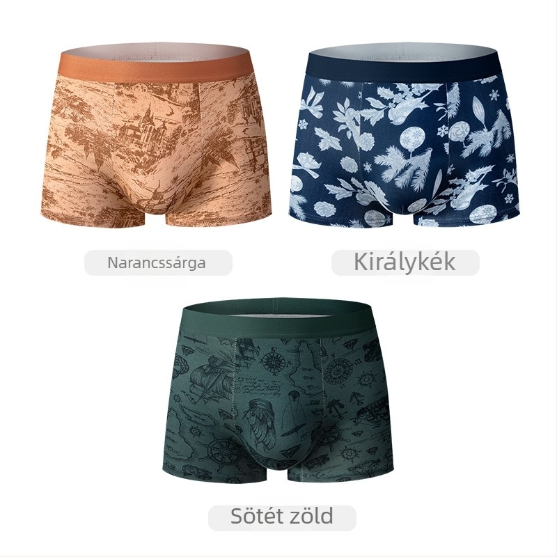 Férfi boxeralsó pamutból mulberry selyemmel, 7A antibakteriális bevarrás a kerületben, lélegző, bőrbarát, kényelmes középmagas derekú