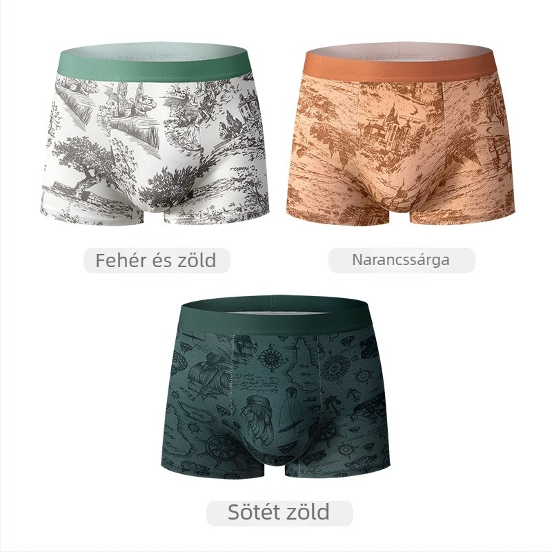 Férfi boxeralsó pamutból mulberry selyemmel, 7A antibakteriális bevarrás a kerületben, lélegző, bőrbarát, kényelmes középmagas derekú