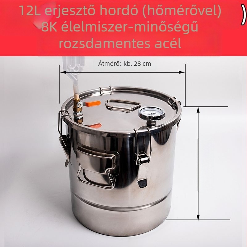 Élelmiszer-minőségű rozsdamentes acél erjesztő hordó gabona- és gyümölcsborokhoz, vízzáró és egyirányú zárás