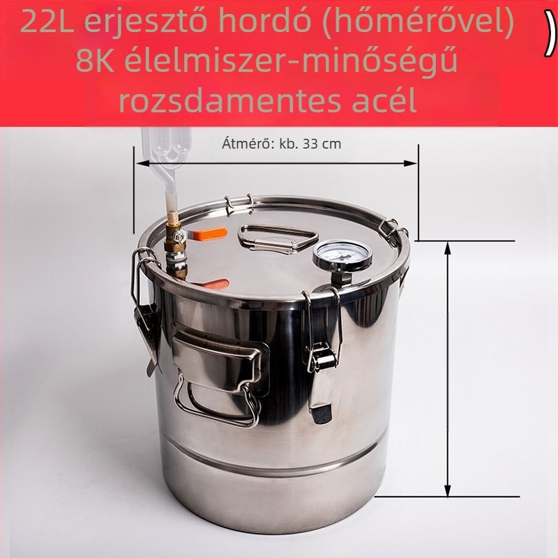Élelmiszer-minőségű rozsdamentes acél erjesztő hordó gabona- és gyümölcsborokhoz, vízzáró és egyirányú zárás