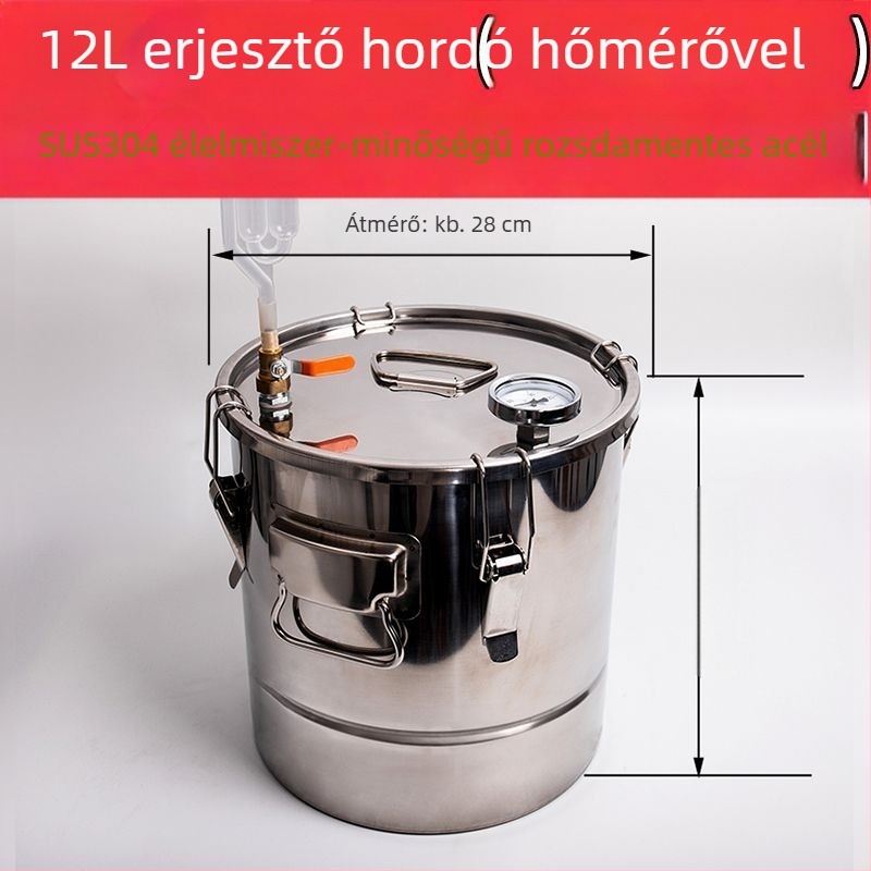 Élelmiszer-minőségű rozsdamentes acél erjesztő hordó gabona- és gyümölcsborokhoz, vízzáró és egyirányú zárás