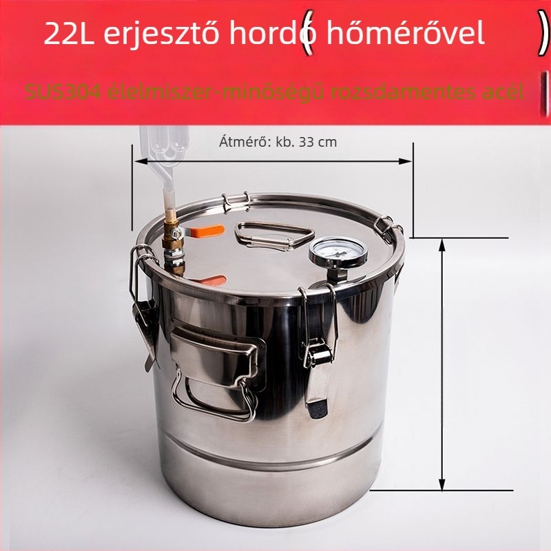 Élelmiszer-minőségű rozsdamentes acél erjesztő hordó gabona- és gyümölcsborokhoz, vízzáró és egyirányú zárás