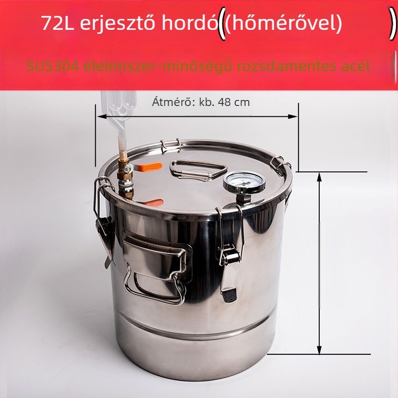 Élelmiszer-minőségű rozsdamentes acél erjesztő hordó gabona- és gyümölcsborokhoz, vízzáró és egyirányú zárás