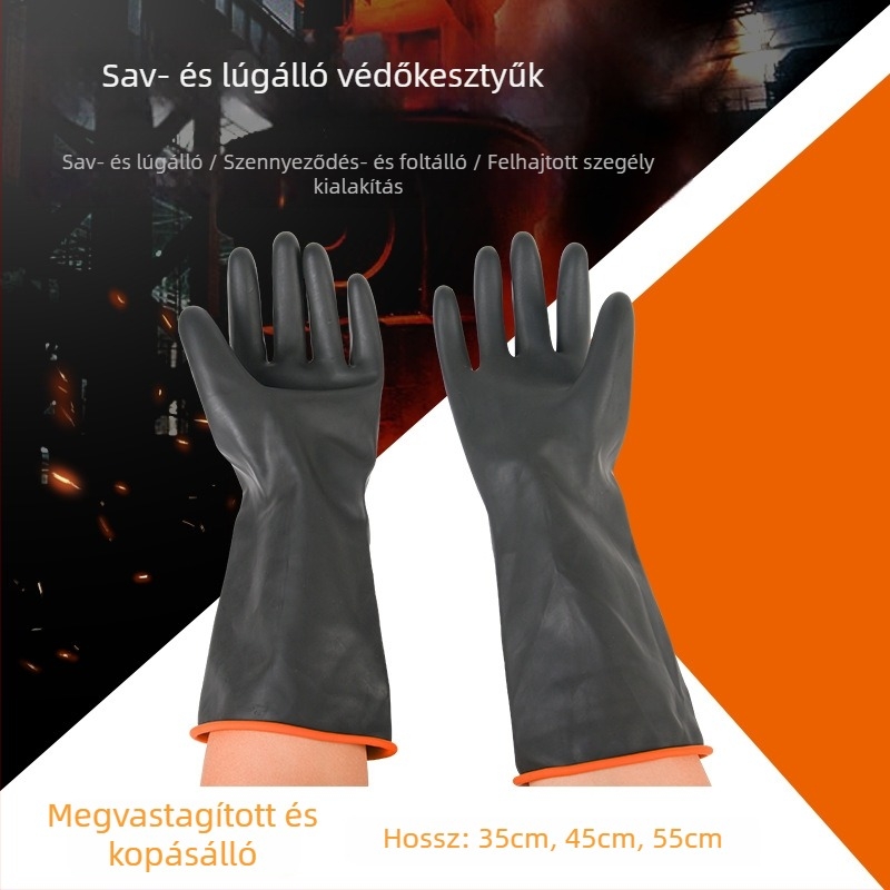 Sav- és lúgálló latex kesztyűk, ipari, olajálló, vízálló, csúszásmentes, fekete, North Tower