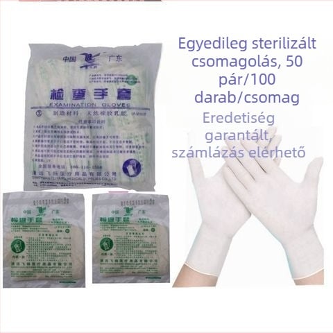 Egyszer használatos steril latex vizsgálati kesztyűk pormentes, extra vastag, egyenként csomagolt
