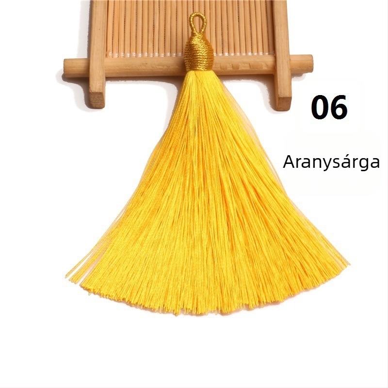Arany selyem sapka roppant bojtokkal, félkész termék, 8 cm húzógyűrű, arany bojt-medál könyvjelzőhöz és hangszer-díszítéshez