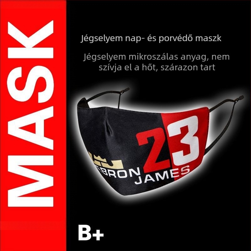 Kosárlabda porvédő maszk, 3D ice silk légáteresztő és mosható, kültéri kerékpározáshoz – Kobe, James és Leonard