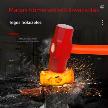 Nyolcszögletű kalapács fejével, nagy fejű szénacél kalapács, lágy markolatú, építőipari és edzés céljára — két darabos készlet