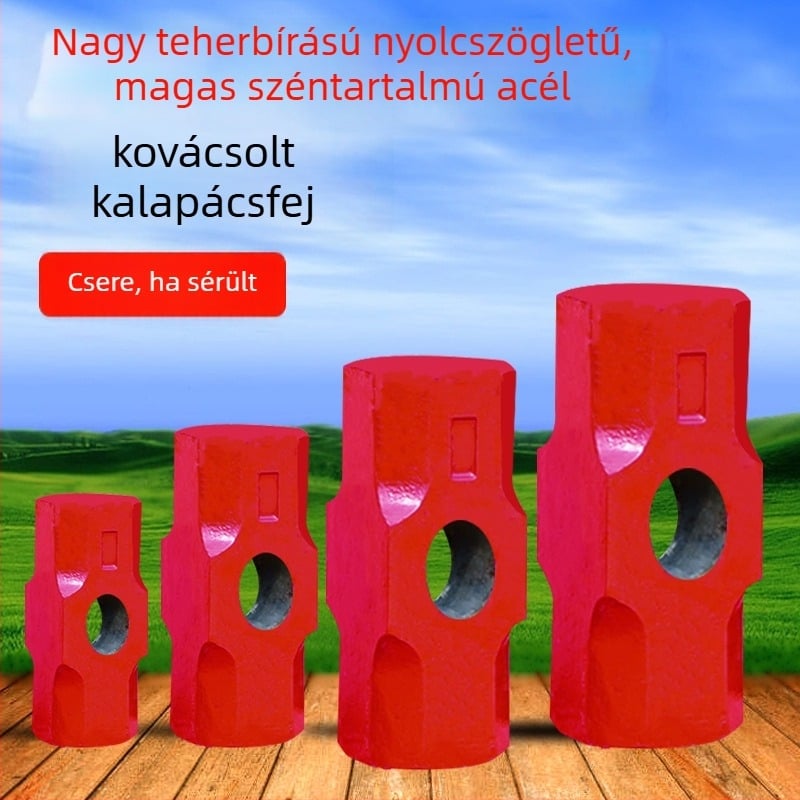 Nyolcszögletű kalapács fejével, nagy fejű szénacél kalapács, lágy markolatú, építőipari és edzés céljára — két darabos készlet
