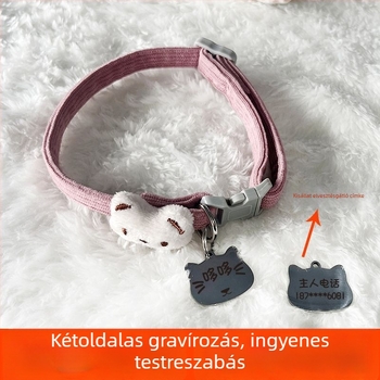 Kis- és közepes méretű háziállatok számára gravírozott névtáblás gallér, állítható méret