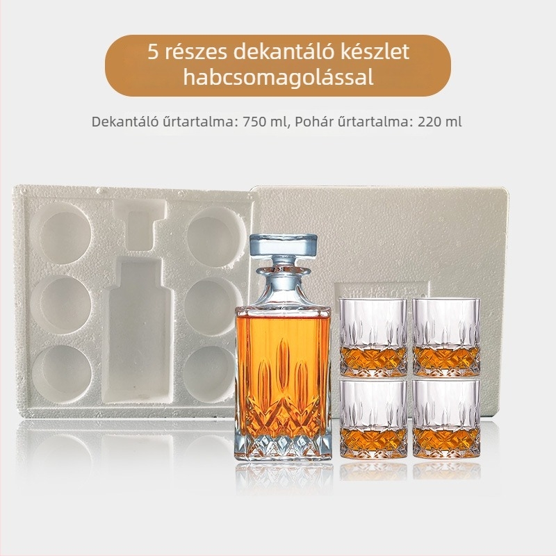 Üveg whisky-dekanter készlet ajándékdobozzal és egyedi logóval – nagy kapacitás, könnyed luxus retró stílus