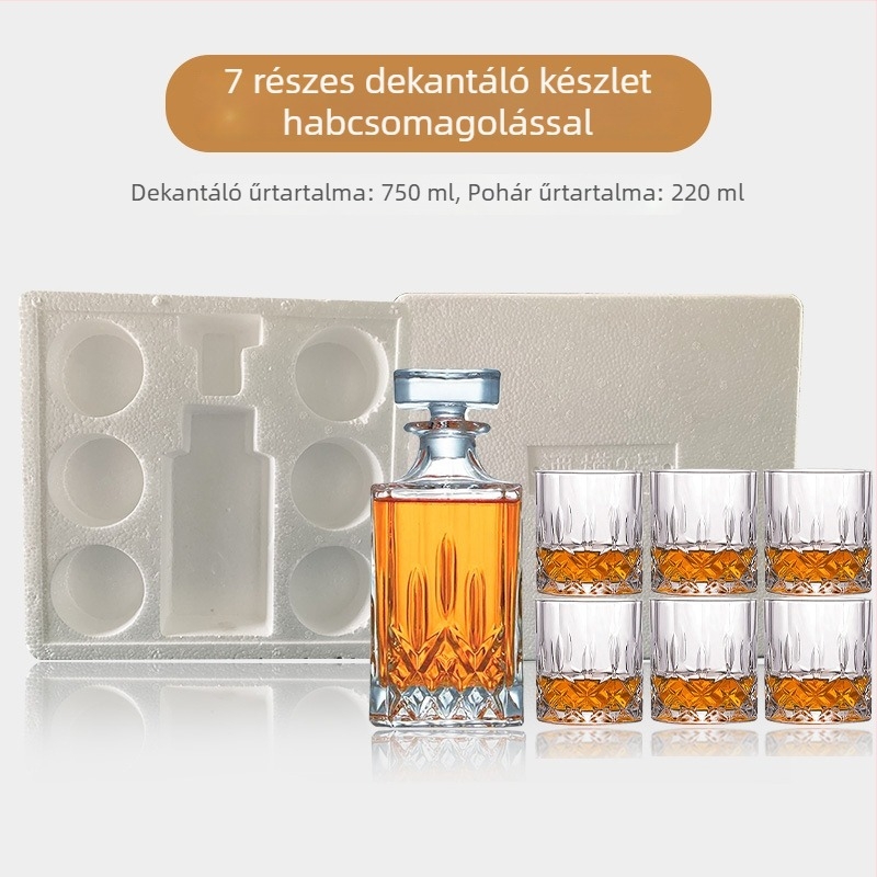 Üveg whisky-dekanter készlet ajándékdobozzal és egyedi logóval – nagy kapacitás, könnyed luxus retró stílus