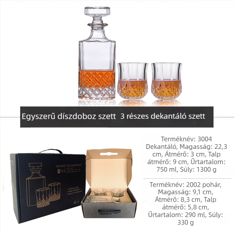 Üveg whisky-dekanter készlet ajándékdobozzal és egyedi logóval – nagy kapacitás, könnyed luxus retró stílus