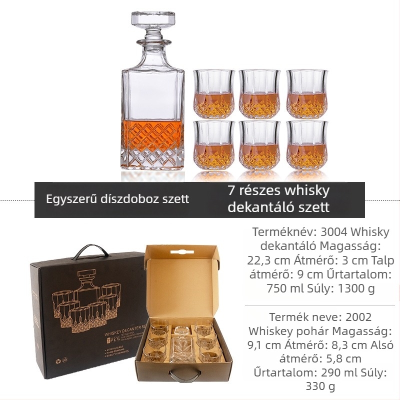 Üveg whisky-dekanter készlet ajándékdobozzal és egyedi logóval – nagy kapacitás, könnyed luxus retró stílus