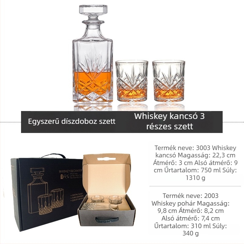 Üveg whisky-dekanter készlet ajándékdobozzal és egyedi logóval – nagy kapacitás, könnyed luxus retró stílus