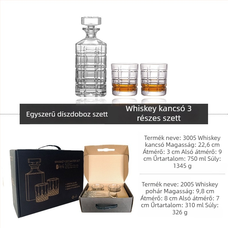 Üveg whisky-dekanter készlet ajándékdobozzal és egyedi logóval – nagy kapacitás, könnyed luxus retró stílus