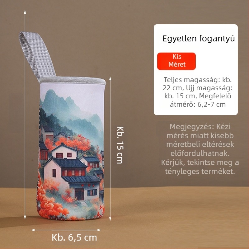 Új kínai stílusú termosz pohár védőhüvely, univerzális üvegpohár védőhüvely, vászon táska diagonális vállpánttal