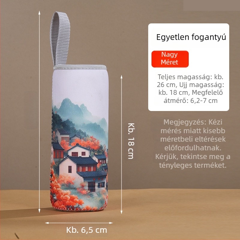 Új kínai stílusú termosz pohár védőhüvely, univerzális üvegpohár védőhüvely, vászon táska diagonális vállpánttal