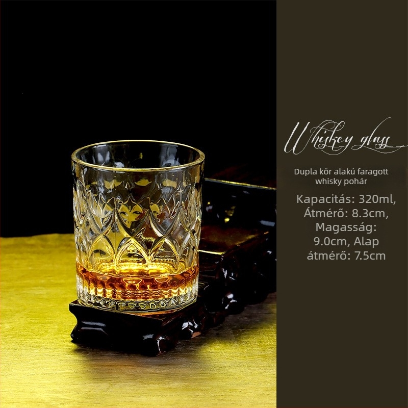 Retro kristály pohárkészlet whiskynak, brandy-hez, sörhöz és vörösbornak – otthoni használatra