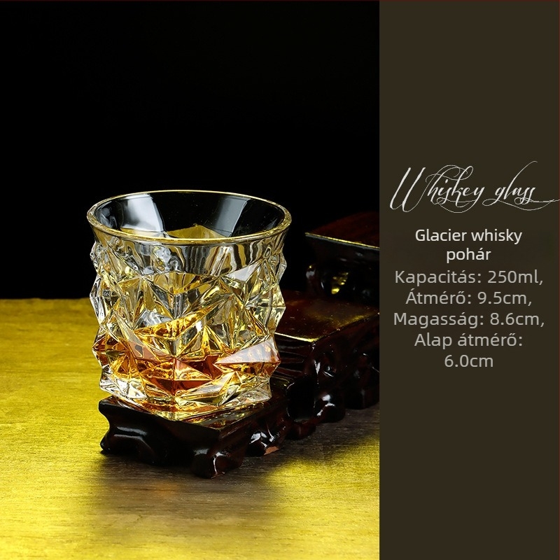 Retro kristály pohárkészlet whiskynak, brandy-hez, sörhöz és vörösbornak – otthoni használatra