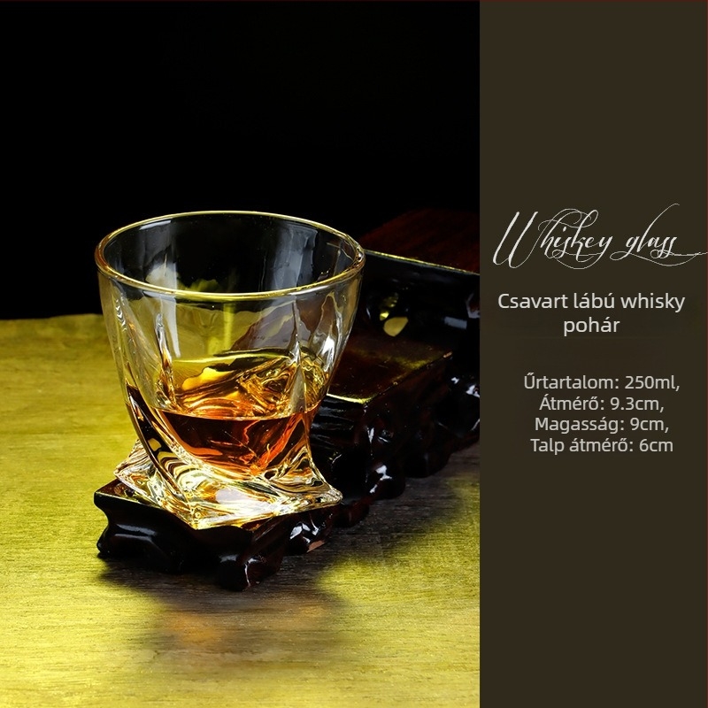 Retro kristály pohárkészlet whiskynak, brandy-hez, sörhöz és vörösbornak – otthoni használatra