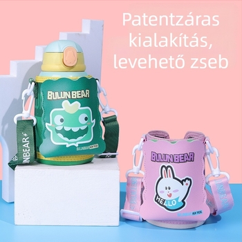 Gyerekeknek szóló termosz pohár védőburkolat vállpánttal és keresztpánttal – univerzális védőhéj
