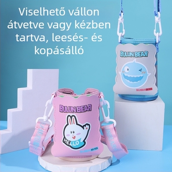 Gyerekeknek szóló termosz pohár védőburkolat vállpánttal és keresztpánttal – univerzális védőhéj