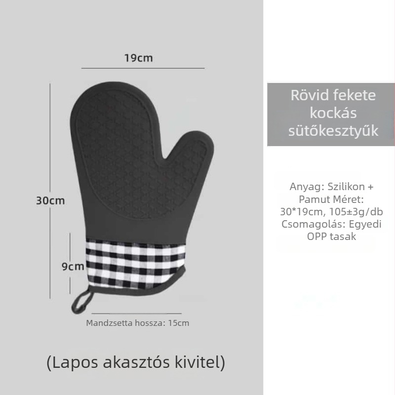 Szilikonból készült szigetelt sütőkesztyűk, hőálló konyhai kesztyű csúszásmentes fogással, mikróba is alkalmas, háló mintázat, méret 30 × 18,5 cm