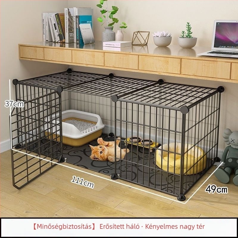 Macska ketrec vécével, DIY villastílusú beltéri macska ház, háromszintes, kis macska odú