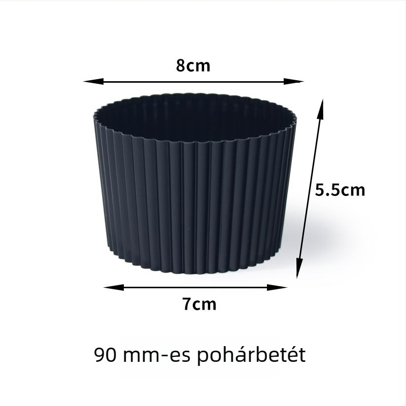Műanyag pohárvédő tejteához, átlátszó, csúszásmentes, 500–700 ml-hez, nyílás Ø90 mm