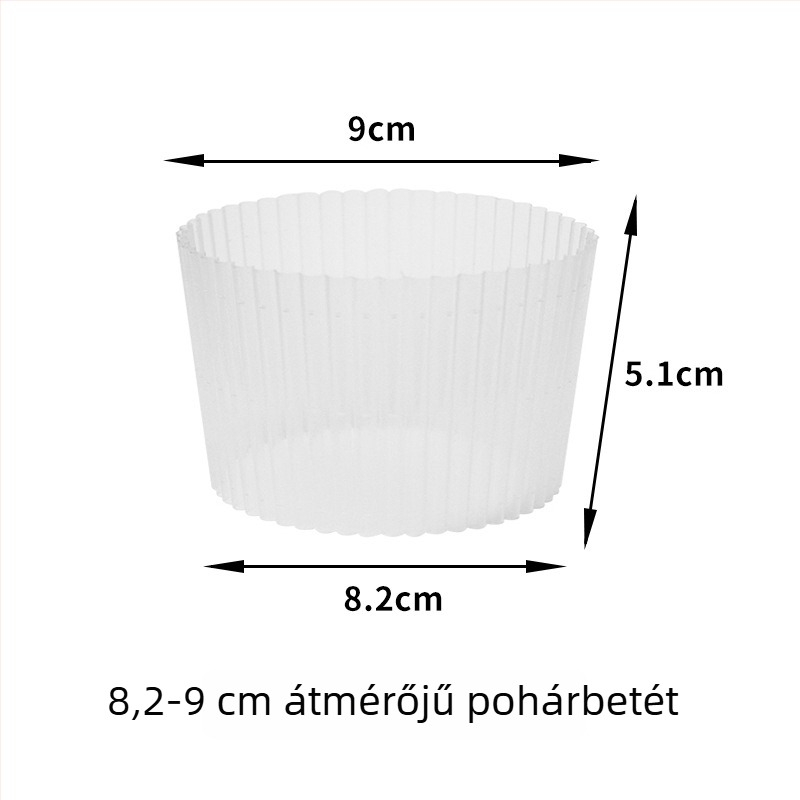 Műanyag pohárvédő tejteához, átlátszó, csúszásmentes, 500–700 ml-hez, nyílás Ø90 mm