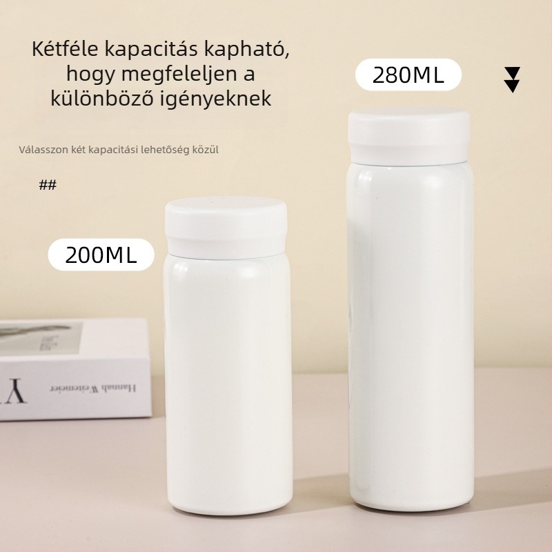 316 rozsdamentes acél mini termosz pohár, kompakt hordozható zseppohár, egyenes hengeres kialakítás, festett felülettel