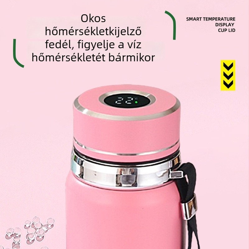 316-os rozsdamentes acél termoszpohár hőmérséklet-kijelzővel, tea-víz szétválasztással, hordozható, nagy kapacitású