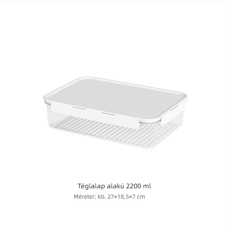 Téglalap alakú fedeles ételtároló doboz konyhára, hűtőbe és mikrohullámú sütőbe – zárható ebédes doboz ételre és gyümölcsre